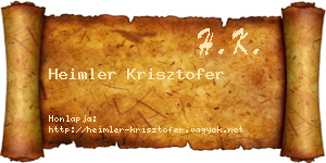 Heimler Krisztofer névjegykártya